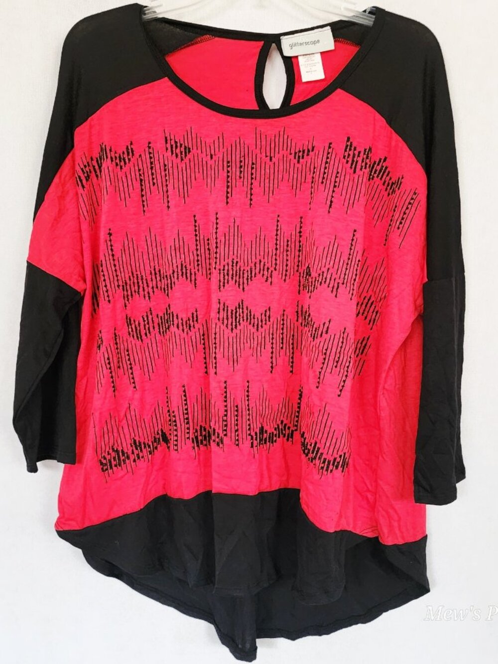 NWOT -  Glitterscape Stretch Knit Red & Black with Black Beaded, XL